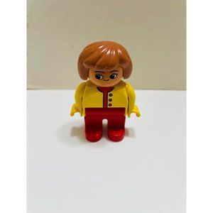 VINTAGE LEGO DUPLO  WOMAN 2" inch Replacement Figure w/ Yellow Shirt Red Pants